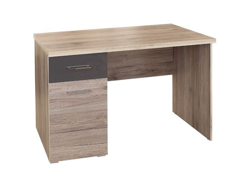 Bureau Valentino 1 Tiroir Chene Et Laque Gris Brillant Pas Cher