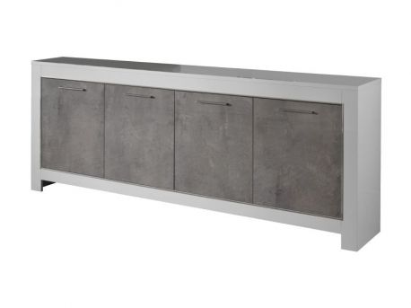 Buffet 4 portes Modena blanc et gris