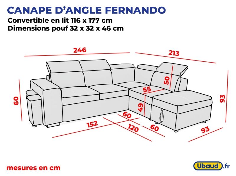 Canapé d'angle droit Fernando