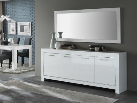Buffet 4 Portes Blanc Marbre | Meubles Ubaud
