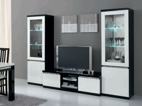 Meuble TV roma cromo laqué noir | Meubles Ubaud