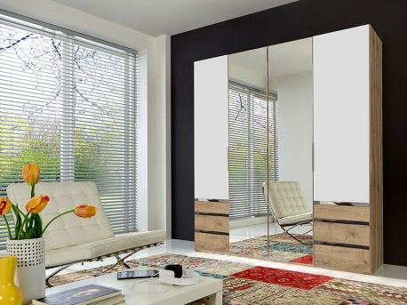 Armoire Blanche 4 Portes et Miroir | Meubles Ubaud