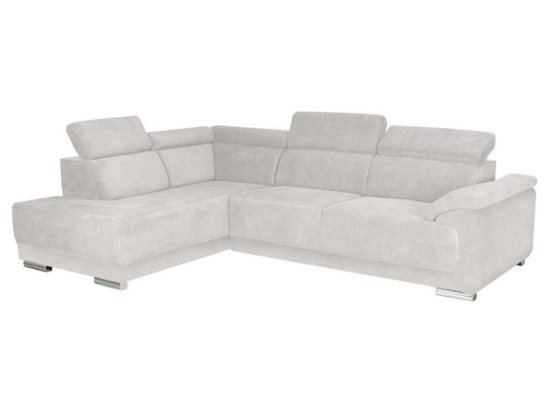 Canapé d'angle tissu gris Roma gauche