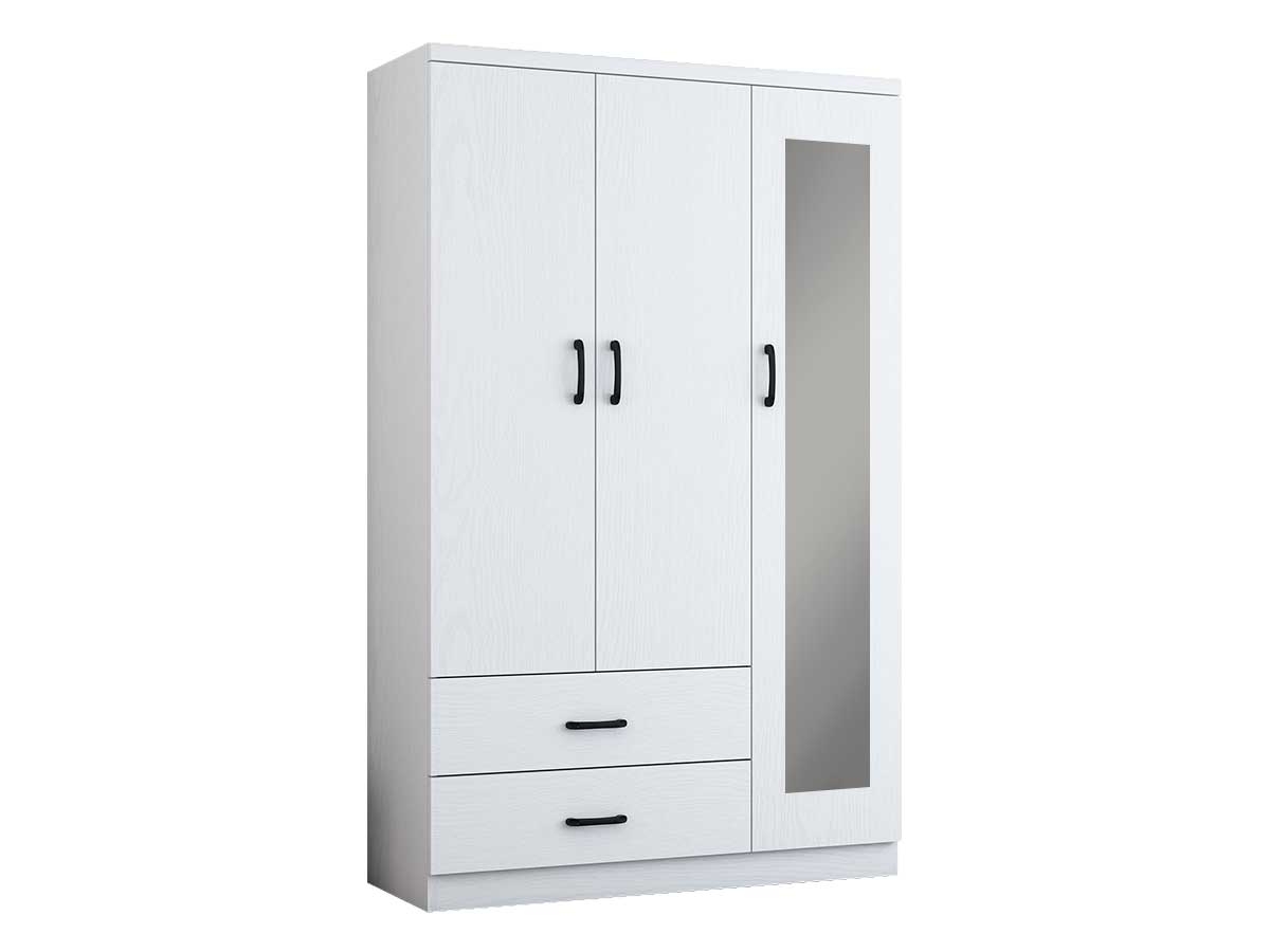 Armoire 3 portes Valentina Blanc + Miroir