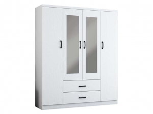 Armoire 4 portes Valentina blanc + Miroir