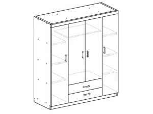 Armoire 4 portes Valentina Chêne + Miroir pas cher | PROCONFORT