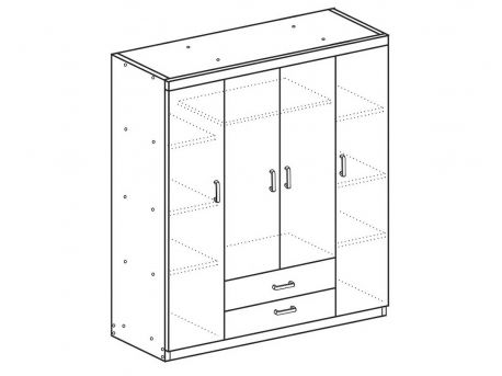 Armoire 4 portes Valentina Chêne + Miroir pas cher | PROCONFORT
