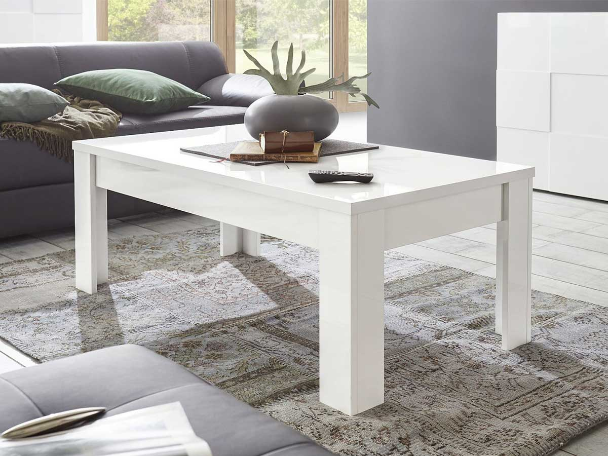 Table basse - Lucie blanc brillant | Meubles Ubaud