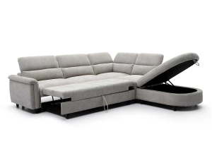 Canapé d'angle modulable Rimini - angle droit avec le coffre ouvert