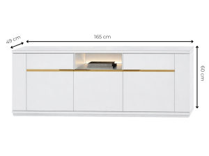 Meuble TV 3 portes avec rangements 165 cm Pegaso