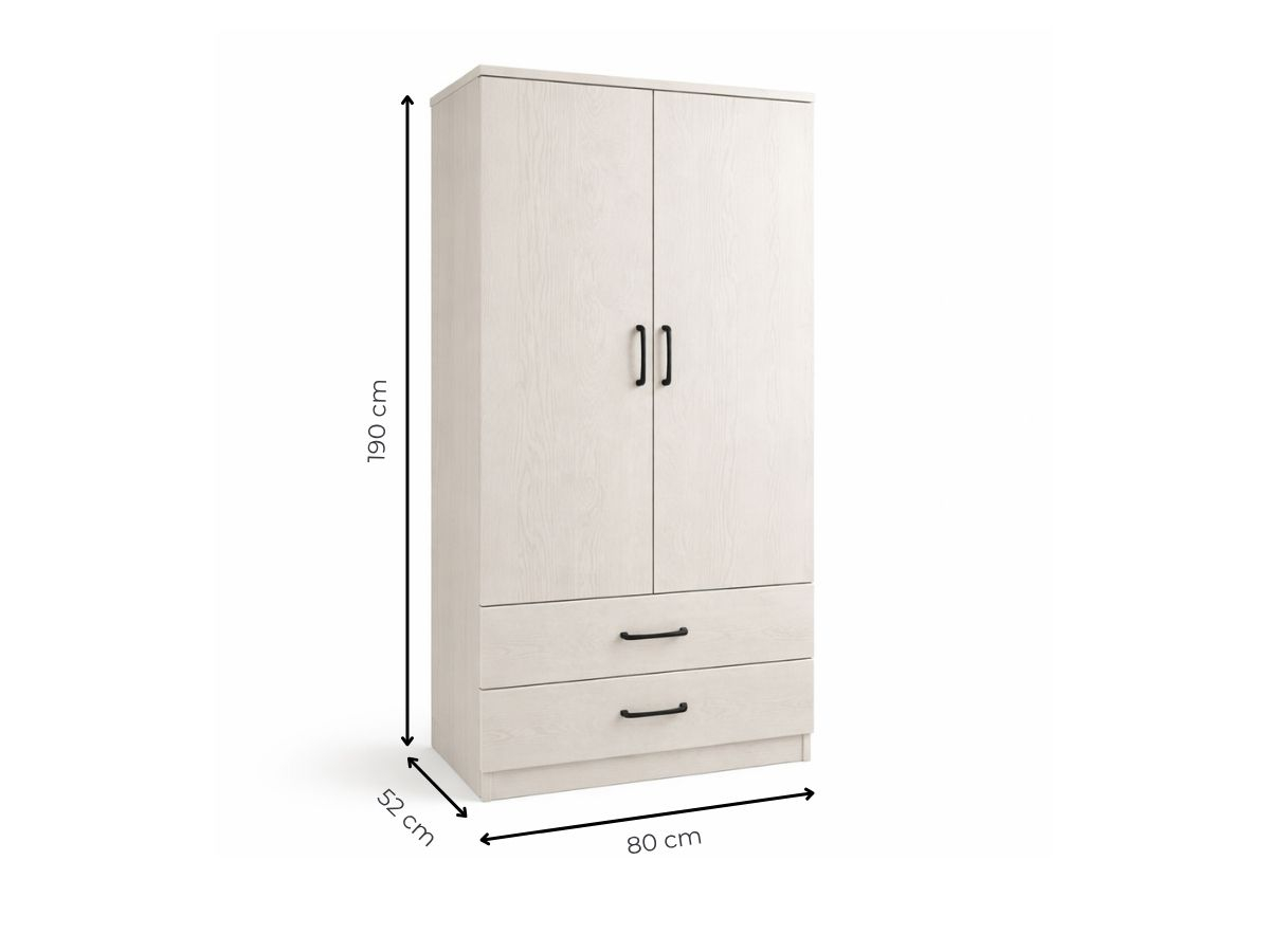 Armoire 2 Portes Valentina Blanc | Meubles UBAUD
