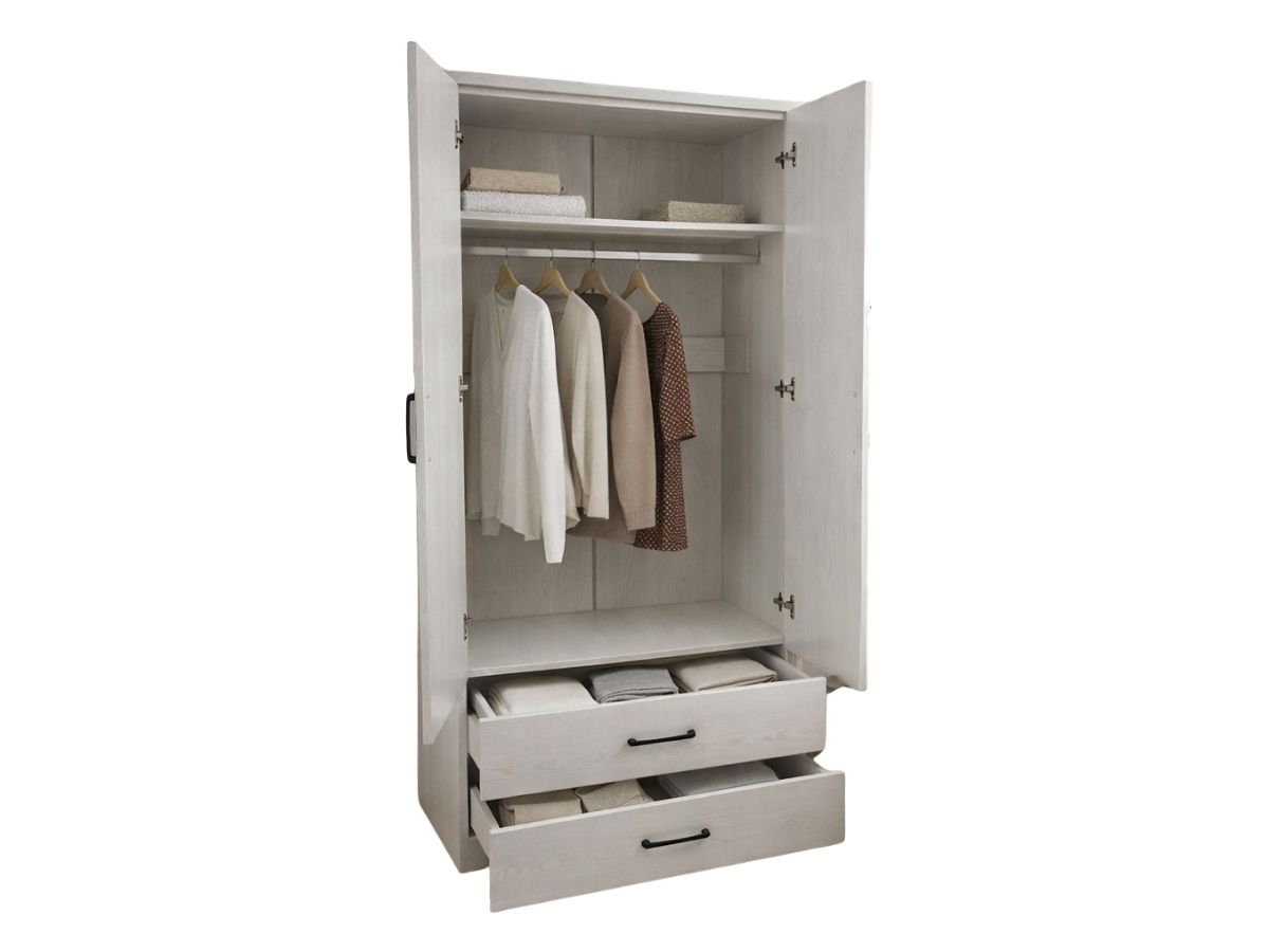 Armoire 2 Portes Valentina Blanc | Meubles UBAUD