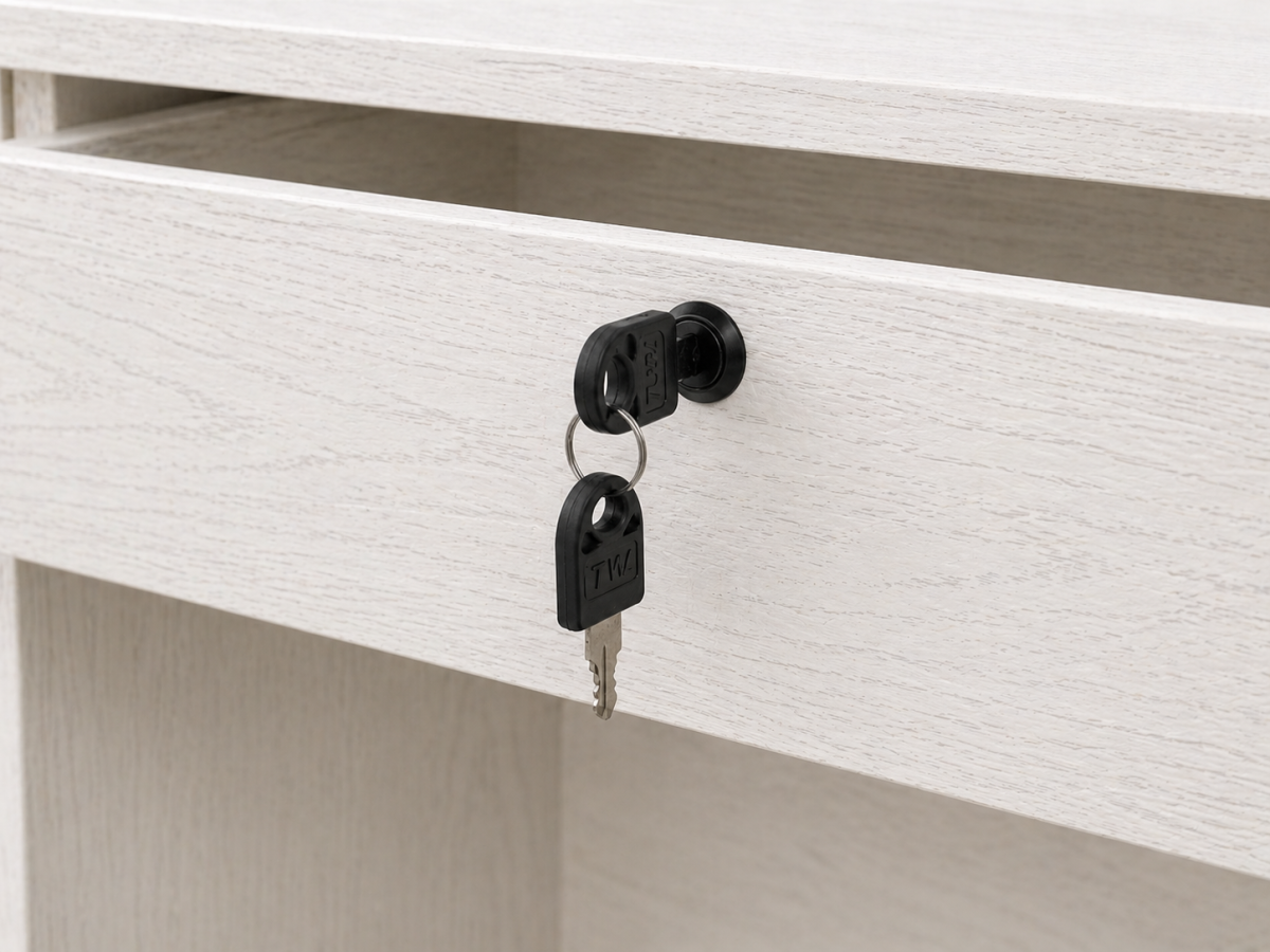 Tiroir avec clé Bureau Laure Blanc par Proconfort