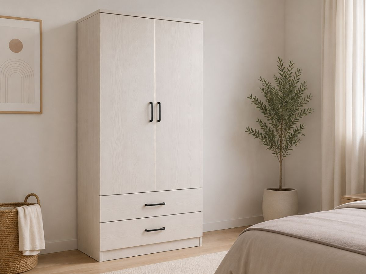 Armoire 2 Portes Valentina Blanc | Meubles UBAUD