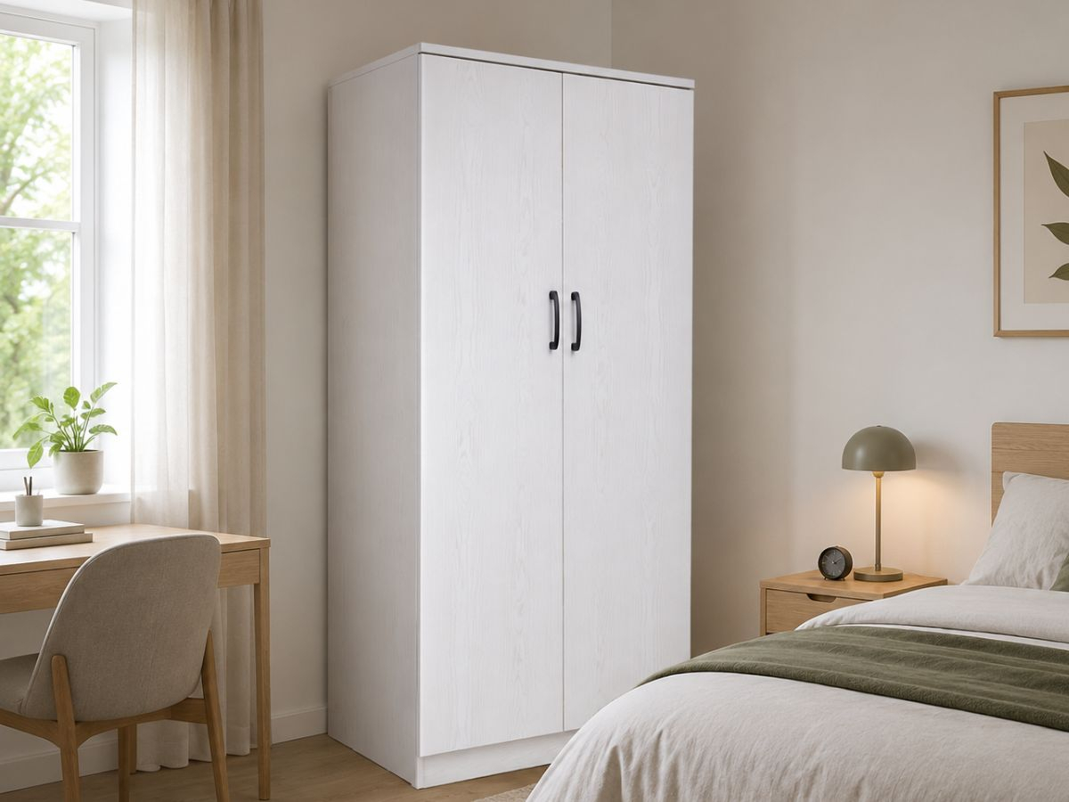 Armoire ELSA 2 portes aspect chêne avec étagères | PROCONFORT