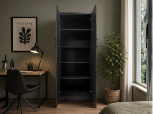 Armoire ELSA 2 portes aspect chêne avec étagères | PROCONFORT
