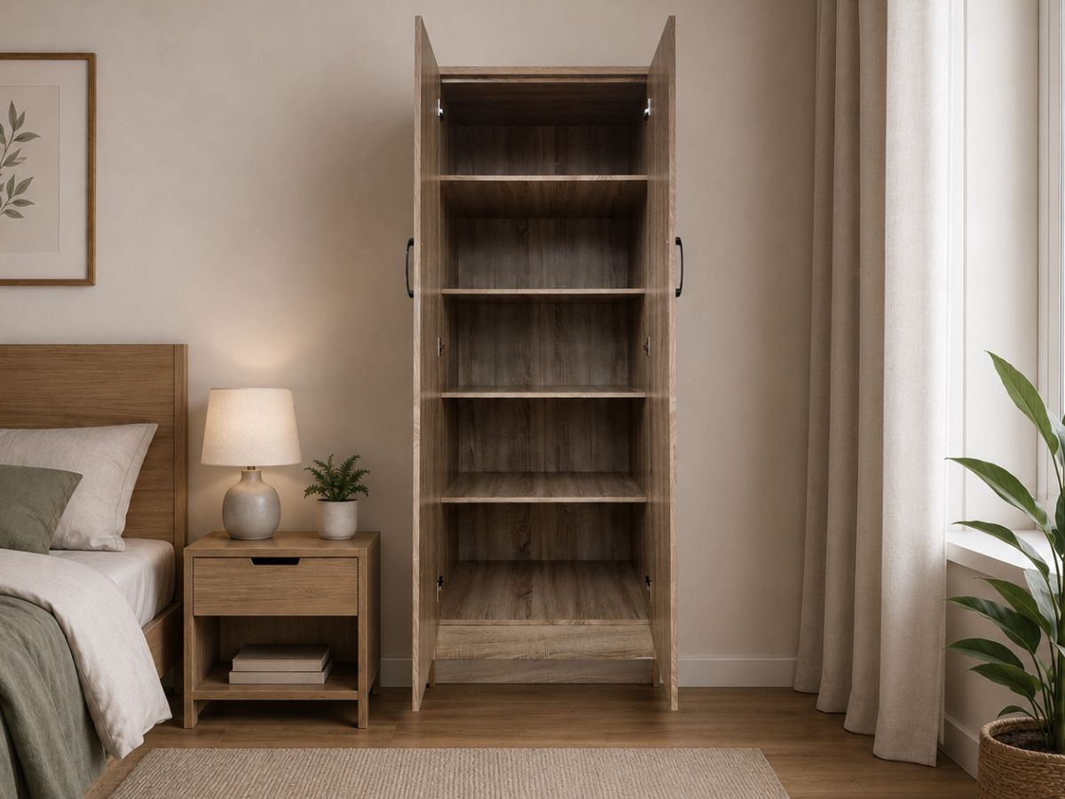 Armoire ELSA 2 portes noire avec étagères | PROCONFORT