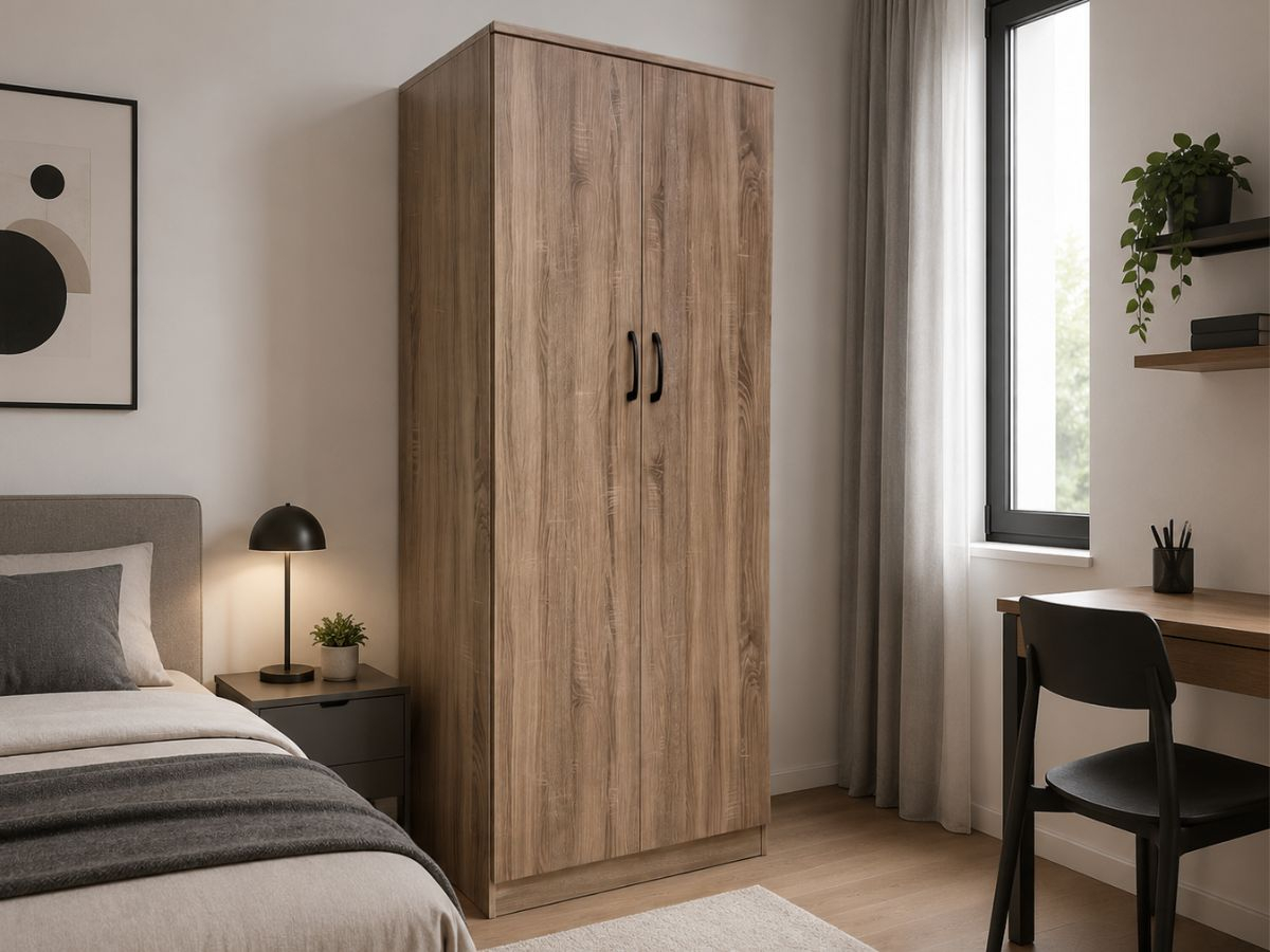 Armoire ELSA 2 portes blanche avec étagères | PROCONFORT