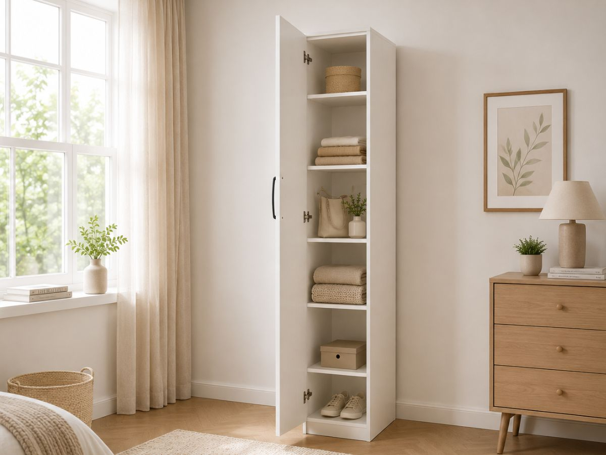 Armoire 1 Porte Elsa chêne avec 5 étagères | PROCONFORT