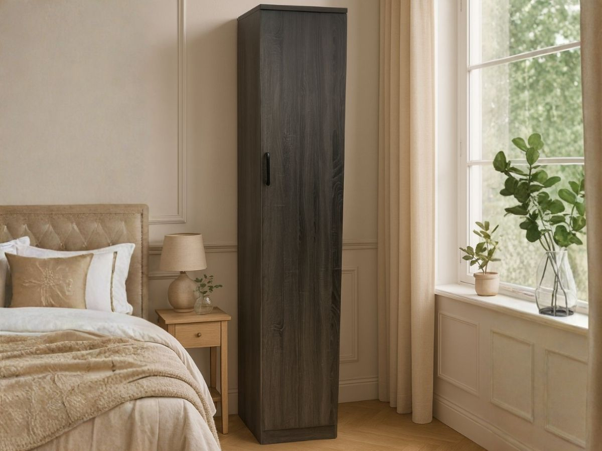 Armoire 1 Porte Elsa chêne avec 5 étagères | PROCONFORT