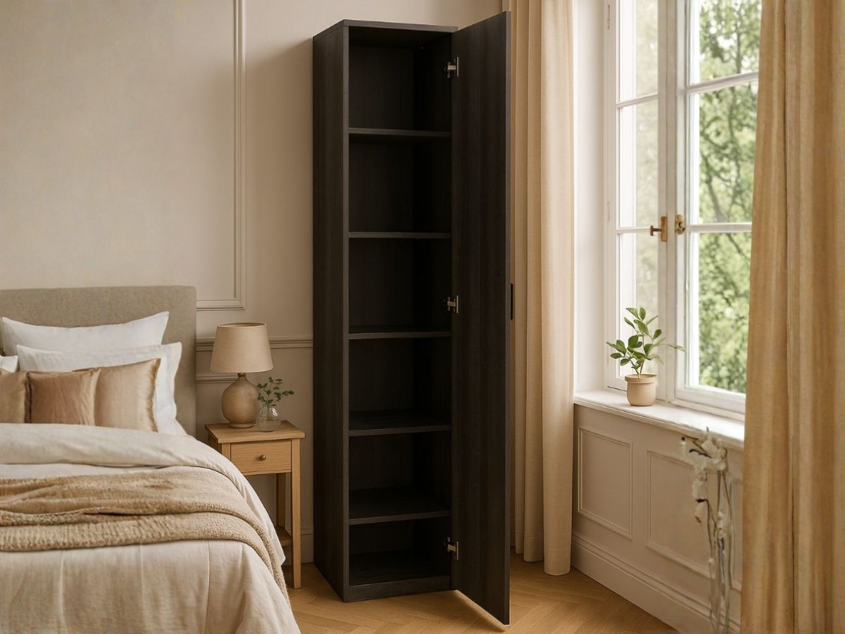 Armoire 1 Porte Elsa chêne avec 5 étagères | PROCONFORT