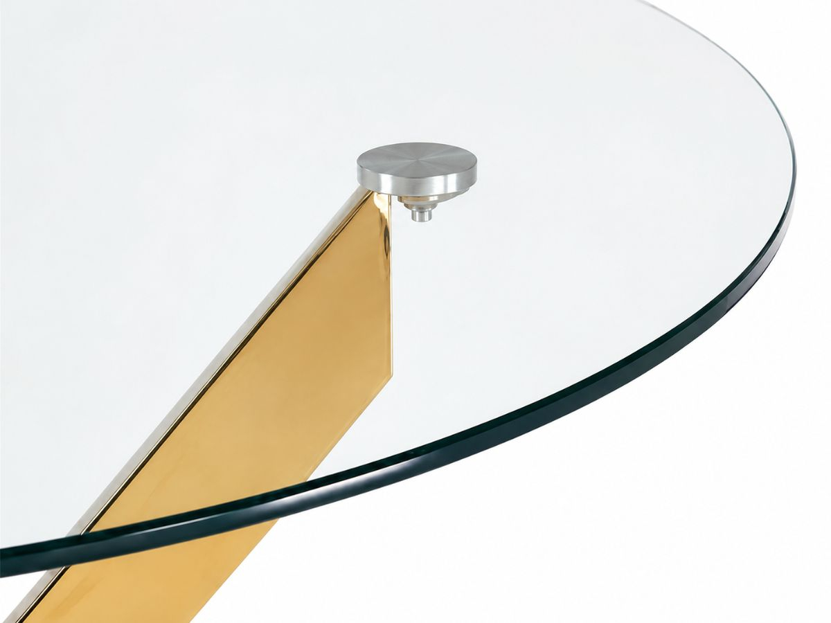Table à manger ronde Aurora verre et métal chromé | PROCONFORT