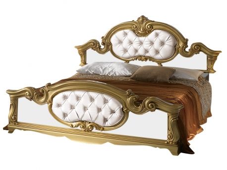 Ensemble 2 chevets et Lit Barocco 160 noir brillant et or pas cher | Meubles Ubaud