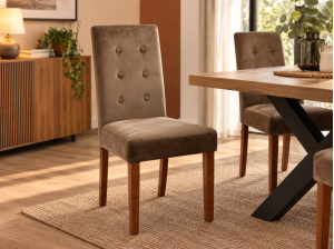 Chaise en velours pas chere lea Marron  | Meubles Ubaud