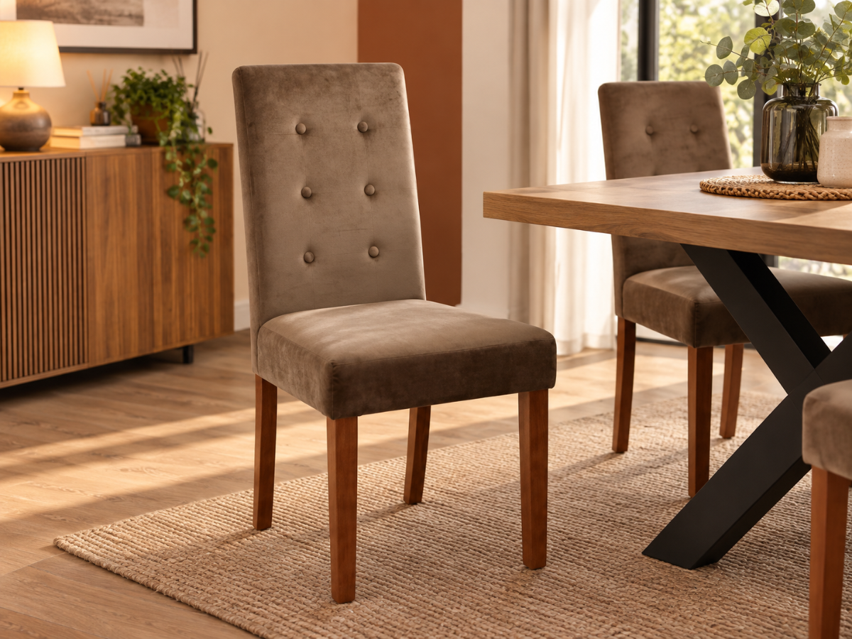 Chaise en velours pas chere lea Marron  | Meubles Ubaud