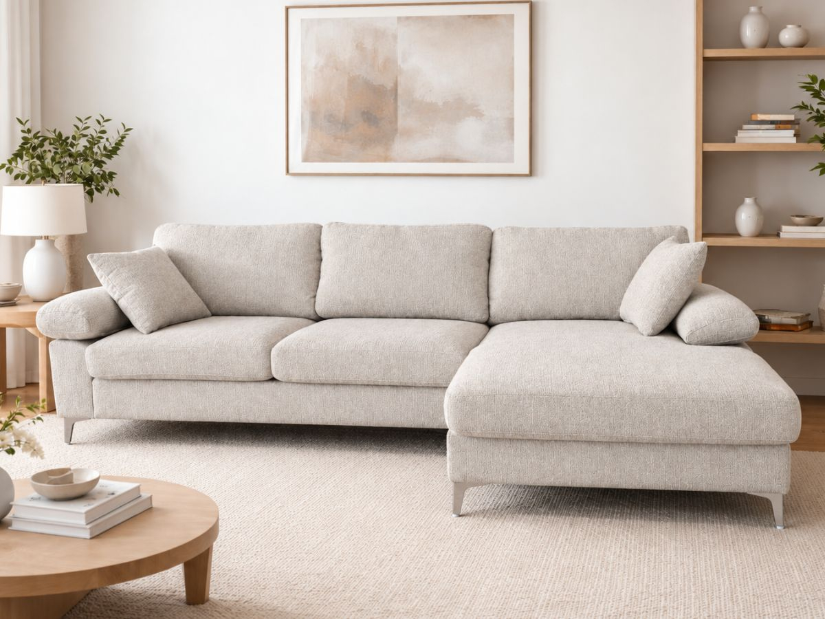 Canapé d'angle AXELLE gris déhoussable | PROCONFORT