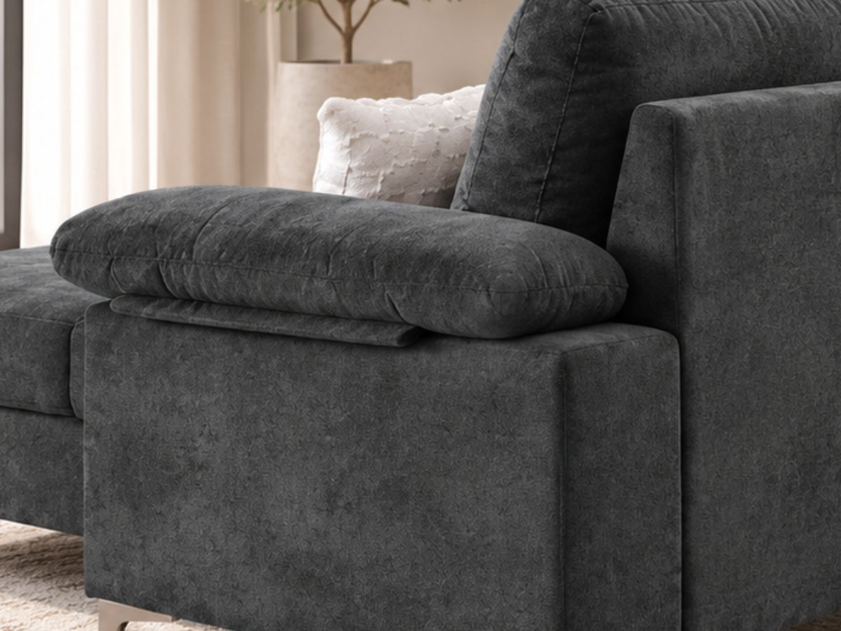 Canapé d'angle AXELLE gris déhoussable | PROCONFORT