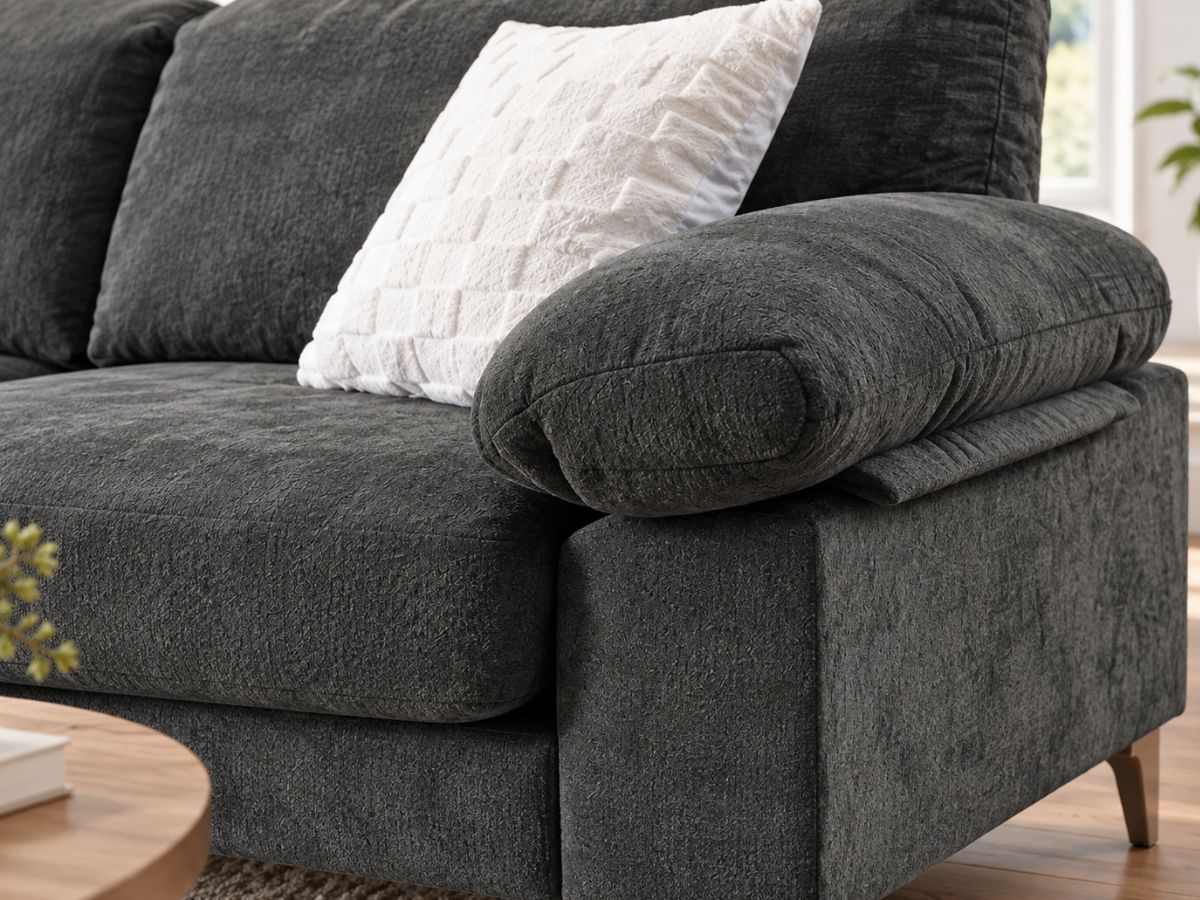 Canapé d'angle AXELLE gris déhoussable | PROCONFORT