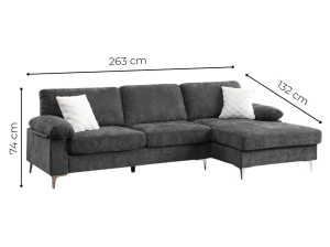 Canapé d'angle AXELLE gris déhoussable | PROCONFORT