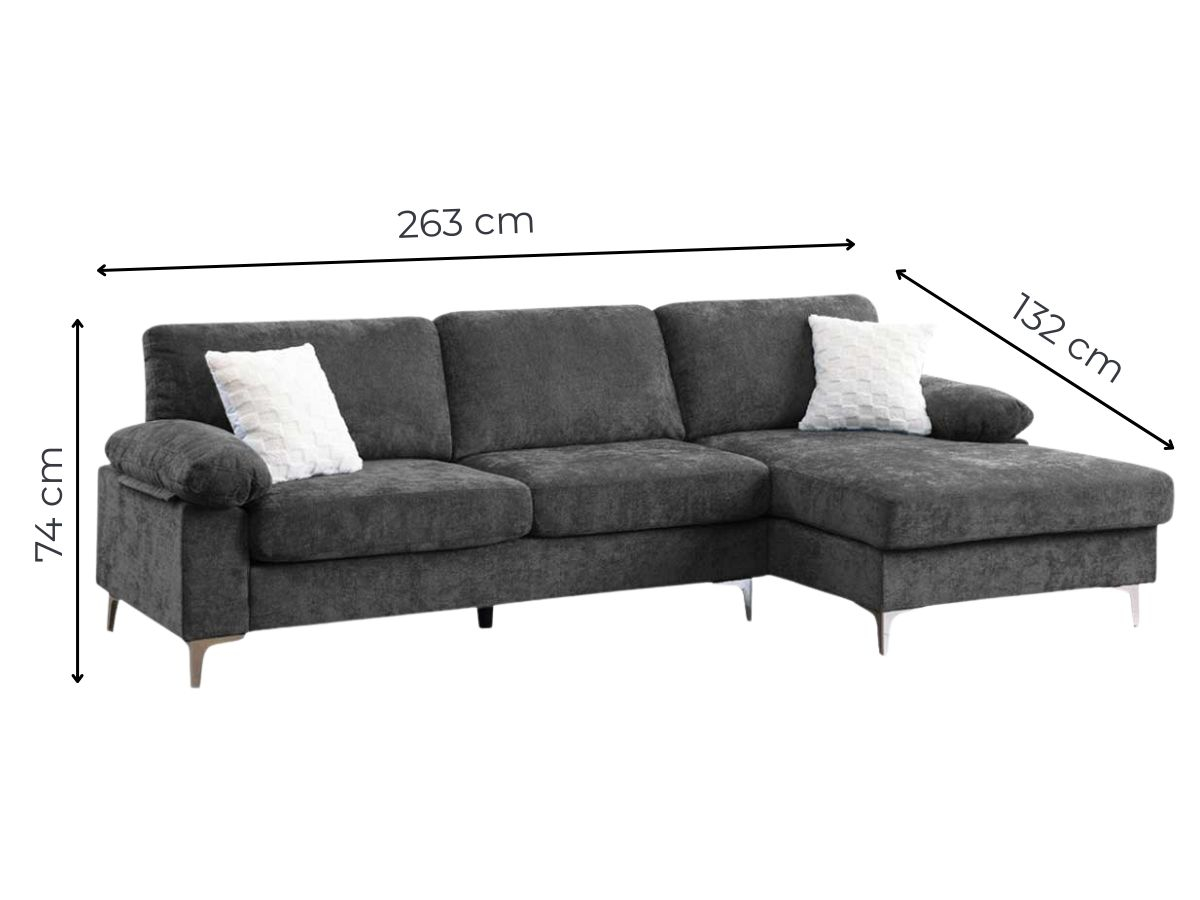Canapé d'angle AXELLE gris déhoussable | PROCONFORT