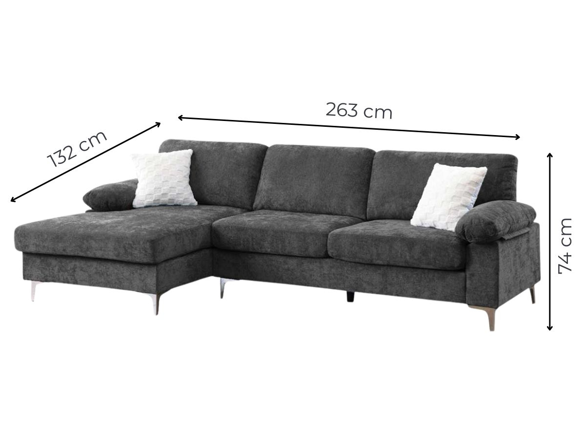 Canapé d'angle AXELLE gris déhoussable | PROCONFORT