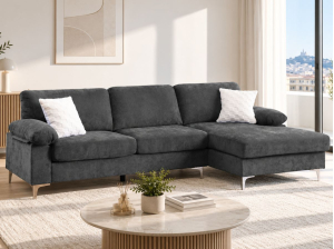 Canapé d'angle AXELLE gris déhoussable | PROCONFORT