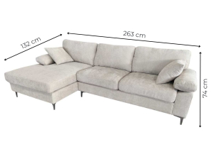 Canapé d'angle AXELLE gris déhoussable | PROCONFORT