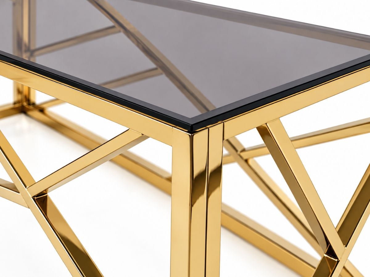 Table basse PARIS chromée en verre trempé et métal | PROCONFORT