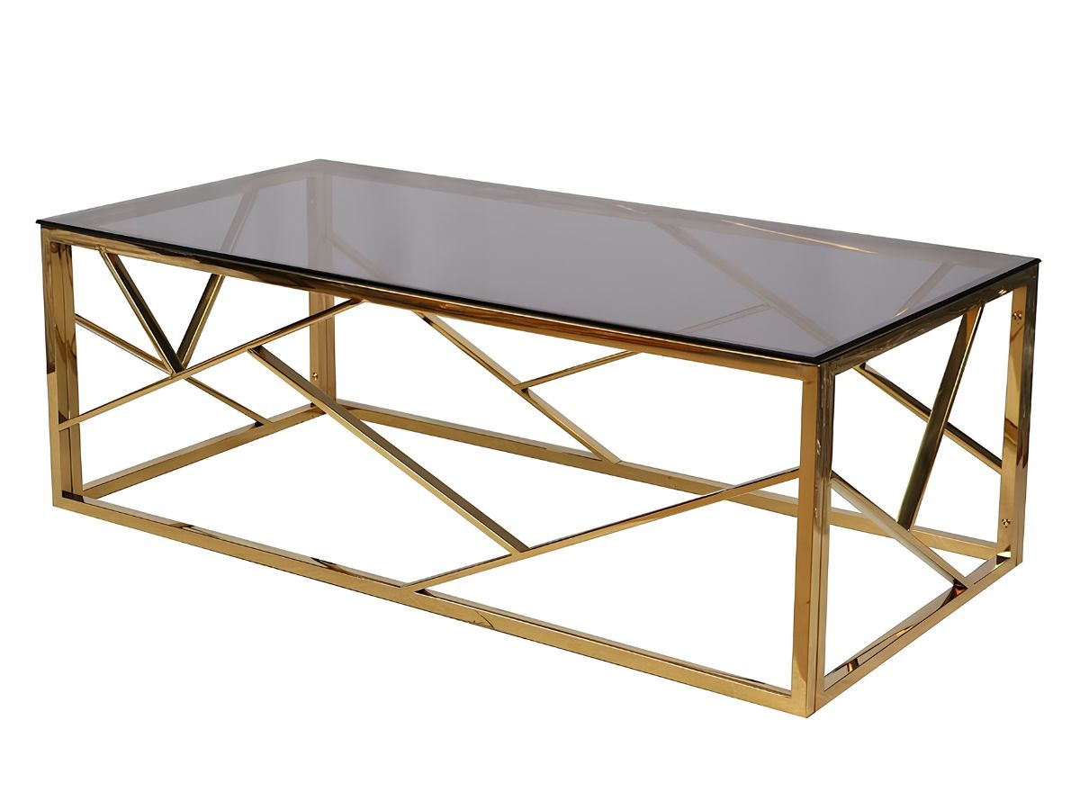 Table basse PARIS chromée en verre trempé et métal | PROCONFORT