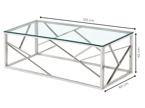 Table basse PARIS chromée en verre trempé et métal | PROCONFORT