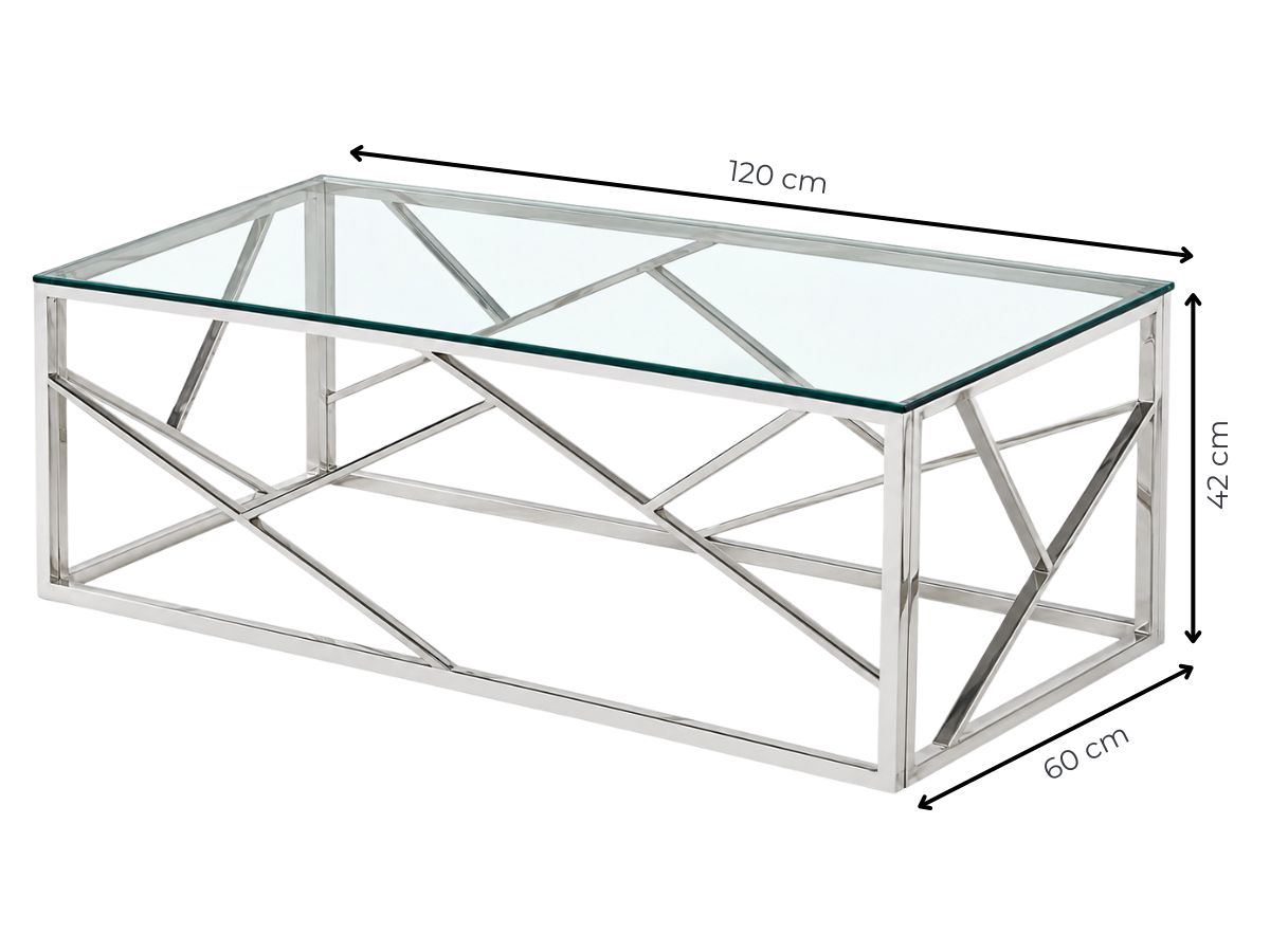 Table basse PARIS chromée en verre trempé et métal | PROCONFORT