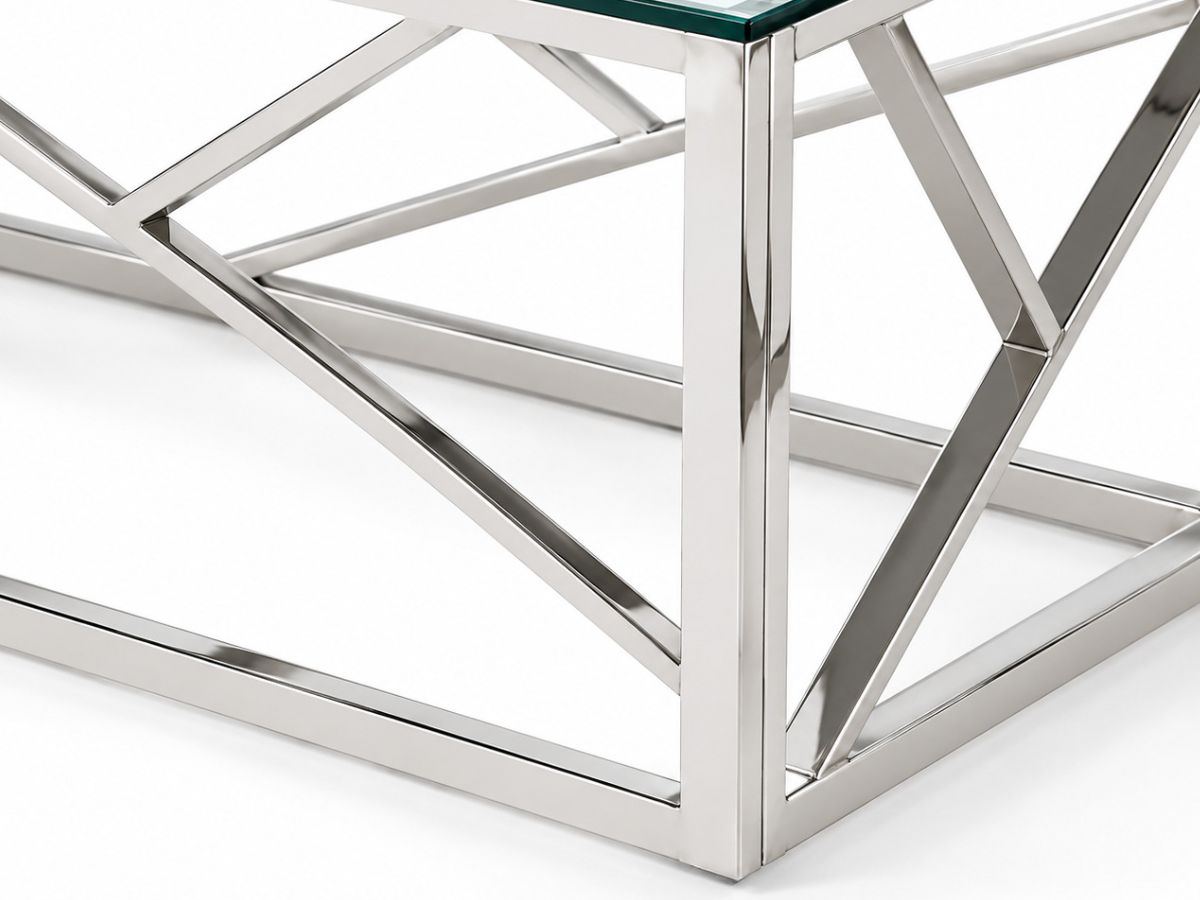 Table basse PARIS chromée en verre trempé et métal | PROCONFORT