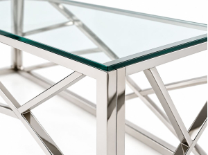 Table basse PARIS chromée en verre trempé et métal | PROCONFORT