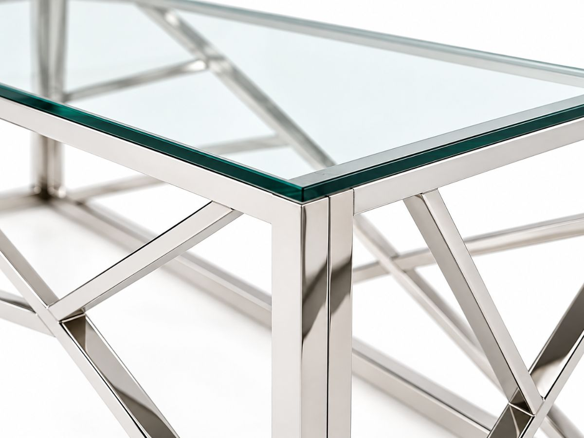 Table basse PARIS chromée en verre trempé et métal | PROCONFORT