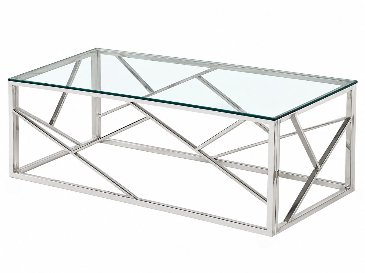 Table basse PARIS chromée en verre trempé et métal | PROCONFORT