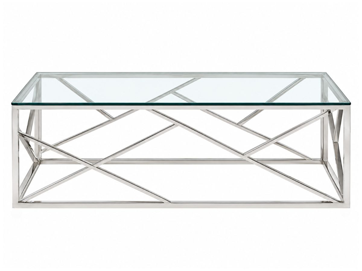 Table basse PARIS chromée en verre trempé et métal | PROCONFORT
