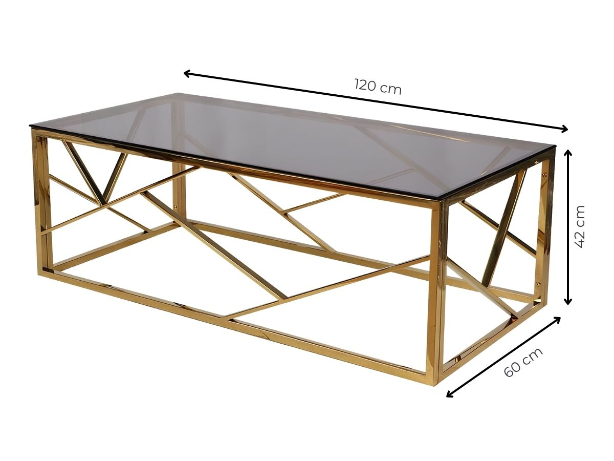 Table basse PARIS Or en verre trempé noir et métal | PROCONFORT