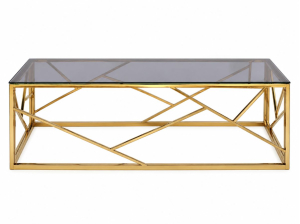 Table basse PARIS Or en verre trempé noir et métal | PROCONFORT