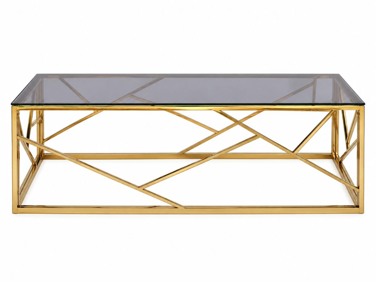 Table basse PARIS Or en verre trempé noir et métal | PROCONFORT