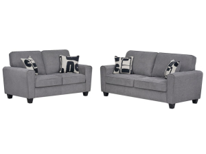 Ensemble de canapés AMELIA gris en tissu 2 + 3 places | PROCONFORT